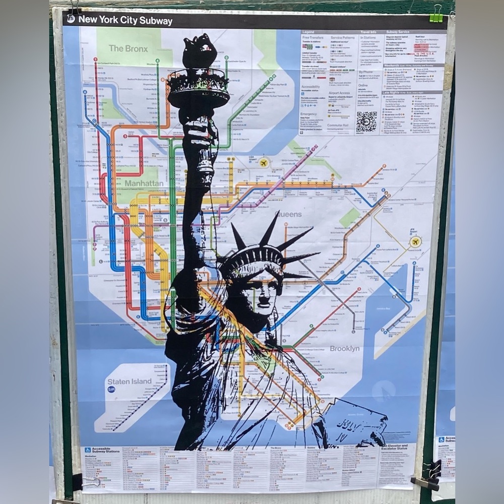 Original New York City Subway Map Artwork - Statue Of Liberty